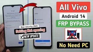 All Vivo Frp Bypass Android 14Setting Not Open | New Security 2025 | Google/ FRP Bypass Without PC