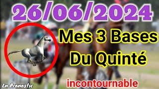 Pronostics PMU Mes 3 bases incontournable MERCREDI 26 JUIN 2024 VICHY