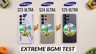 Samsung S25 Ultra vs S24 Ultra vs S23 Ultra Extreme BGMI Test 