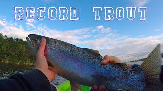 How To Catch Huge Rainbow Trout Fishing! Record Size Fish Caught In A Kayak! Saskatchewan