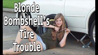 Blonde Bombshell's Tire Trouble