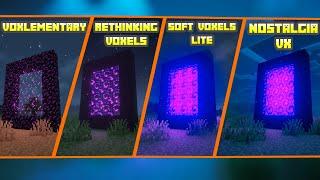 Voxlementary vs Rethinking Voxels vs Soft Voxels Lite vs NostalgiaVX | Shader Comparison[ 4K 60FPS ]