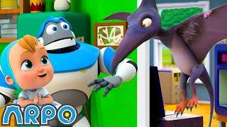 Arpo and Daniel make a Dinosaur! | ARPO the Robot | Moonbug No Dialogue Comedy Cartoons for Kids