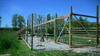 DIY 40 x 60 Pole Barn Build with steel trusses (Part 1). Time lapse video building a pole barn