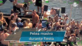 Durante fiesta bañistas desatan salvaje pelea