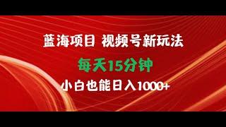 【完整版】蓝海项目视频号新玩法 每天15分钟 小白也能日入1000+