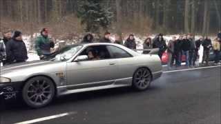 Nissan Skyline GT-R R33 Burnouts + Backfire ! Loud Sound ! Carfreitag 2013