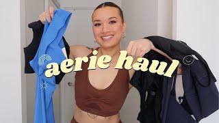 aerie try on haul  | viral flare pants + sports bras + swimsuits