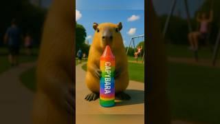 Capybara Eats Giant Rainbow Crayon Jelly — So Satisfying!️ #capybara #cute #funny