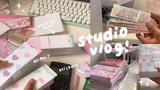 studio vlog ep.1 ⊹ unboxing stickers, preparing for a shop update