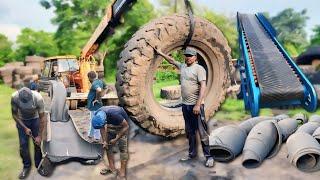 Incredible Making Process of Conveyor Belt from Used Tyres || Work Process