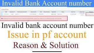 invalid bank account number kindly update your bank account details through self mode or employer