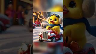 Little yellow duck driving a car in the snow#shorts #cartoon #duck#cuteduckling #aicute#ai