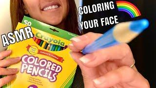 ASMR Coloring your face w/️pencils!- Mic tapping- scratching