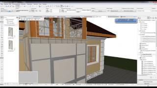 ARCHICAD  project home lessons 25. (Изменения от заказчика 1, стеклянная веранда)