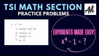 TSI Math Section Review Questions: Exponents