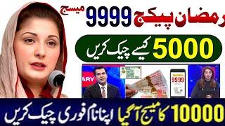 5000 Check Karne Ka Tarika | Ramzan Package 2025 Apply Code | Maryam Nawaz 10000 | PM Relief 9999SMS