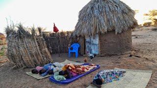 African village  morning  routine  of desert  women