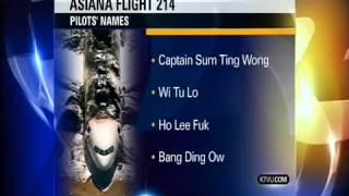 Asian Pilots Names from KTVU News Plane Crash - "Captain Sum Ting Wong"