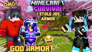 I Stole my Friend's GOD ARMOR and trolling Him in Minecraft 