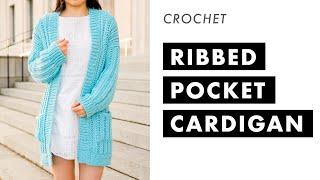 Simple Long Ribbed Cardigan with Pockets! Chunky Fall Sweater DIY Tutorial + Free Pattern