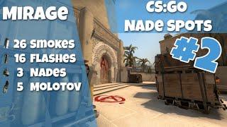 CS:GO Nade Spots Ep #2 - Mirage 2016 28 Smokes, 16 Flashes, 5 Molotovs and 3 nades - Quick Version