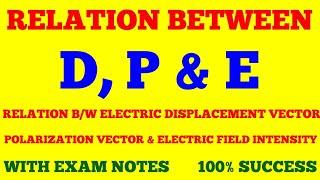 RELATION BETWEEN D, P & E || ELECTRICITY & MAGNETISM || WITH EXAM NOTES ||