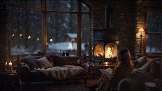 Cozy Reading Area: Perfect Reading Nook with Crackling Fireplace Ambience & Winter Vibes