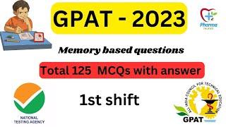 GPAT 2023 Question with answers | GPAT 2023 Shift 1 MCQ with answer #gpat