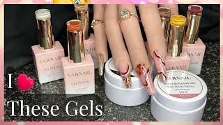 Varnail Gel Polish, Non Sticky Solid Building Gel Review | Autumn Nails With Dual Forms