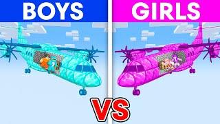 BOYS vs GIRLS: AIRPLANE Build Challenge in Minecraft