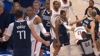 Russell Westbrook gets ejected for pushing Luka Doncic and trying to fight Mavs 