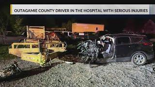 Driver crashes after speeding through 'road closed' barricades in Outagamie County, extricated with