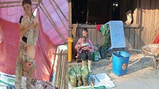 single mother picks leaves of giang tree to sell at market-Lý xuân ca