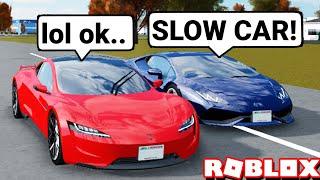 Mean Tesla Hater Says My $5M Tesla Roadster SUCKS! Then This Happened! (Roblox Greenville)