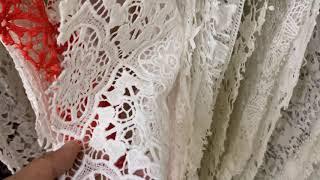 Floral Embroidery Lace Fabric For Wedding Dress White Guipure