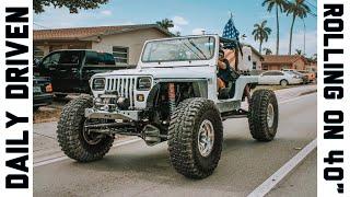 THIS JEEP YJ ON 4Os IS AWESOME! WALK-AROUND AND TEST DRIVE!