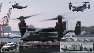 President Biden's helicopters land in New York | Gun boats, SWAT teams & heavy security 