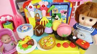 Baby doll and kitchen food cooking play