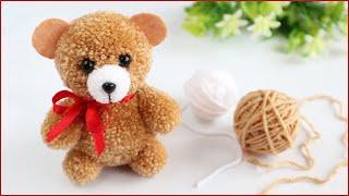 Wonderful BEAR from yarn WITHOUT KNITTING!Pom Pom Teddy Bear