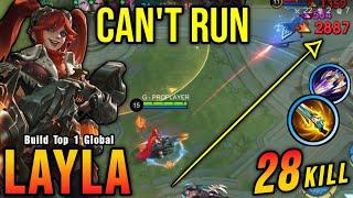 Layla 28 Kills with MANIAC!! You Can't Run From My Gun!! - Build Top 1 Global Layla ~ MLBB