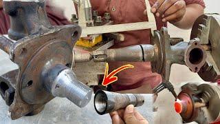 A Solid Learn Process // How Smart Mechanic Repaired Broken Truck wheel Spindle Most Quickly….