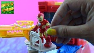 Transformers Rescue Bots SAVE Iron Man! Dani Burns, High Tide, Heatwave-- toy videos for children