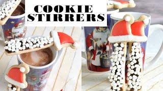 SANTA HAT S'MORES COOKIE STIRRERS FOR CHRISTMAS, HANIELA'S