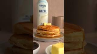 Whip up the fluffiest stack of pancakes with kefir!!  #LifewayPartner #pancakes #breakfast #recipe