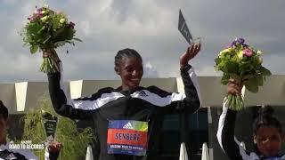 "Adizero: Road to Records" - Senbere Teferi (ETH) smashes 5 km WORLD RECORD at adidas Herzo base