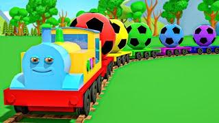 The Wheels on The Bus Song - Color train and funny cars | Baby Nursery Rhymes & Kids Songs