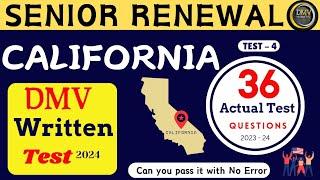 DMV Senior Renewal Test 2024 California | California DMV Senior Written Test #4 #dmvwrittentest61