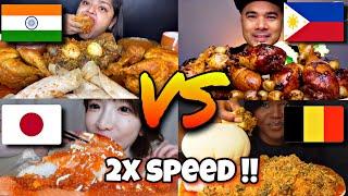 Mukbangers From Different Countries   2x speed !! Fast Motion Eating #food #asmr #mukbang