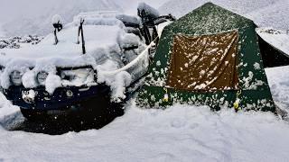 Stranded!  Winter Camping In Snow Storm With Car Tent